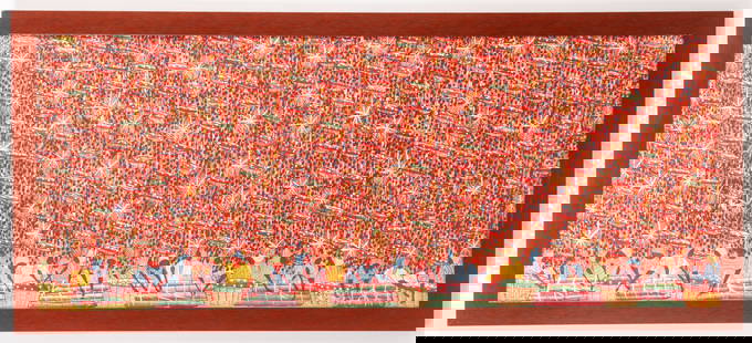 Edwigth Aspil (Haitian, b. 1956) Untitled: Edwigth Aspil (Haitian, b. 1956) Untitled, oil painting, signed. Framed. Size: 19.5'' x 49'', 50 x 124 cm (sight); 23'' x 52.5'', 58 x 133 cm (frame).