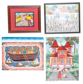 Four Haitian Paintings, 20th C.