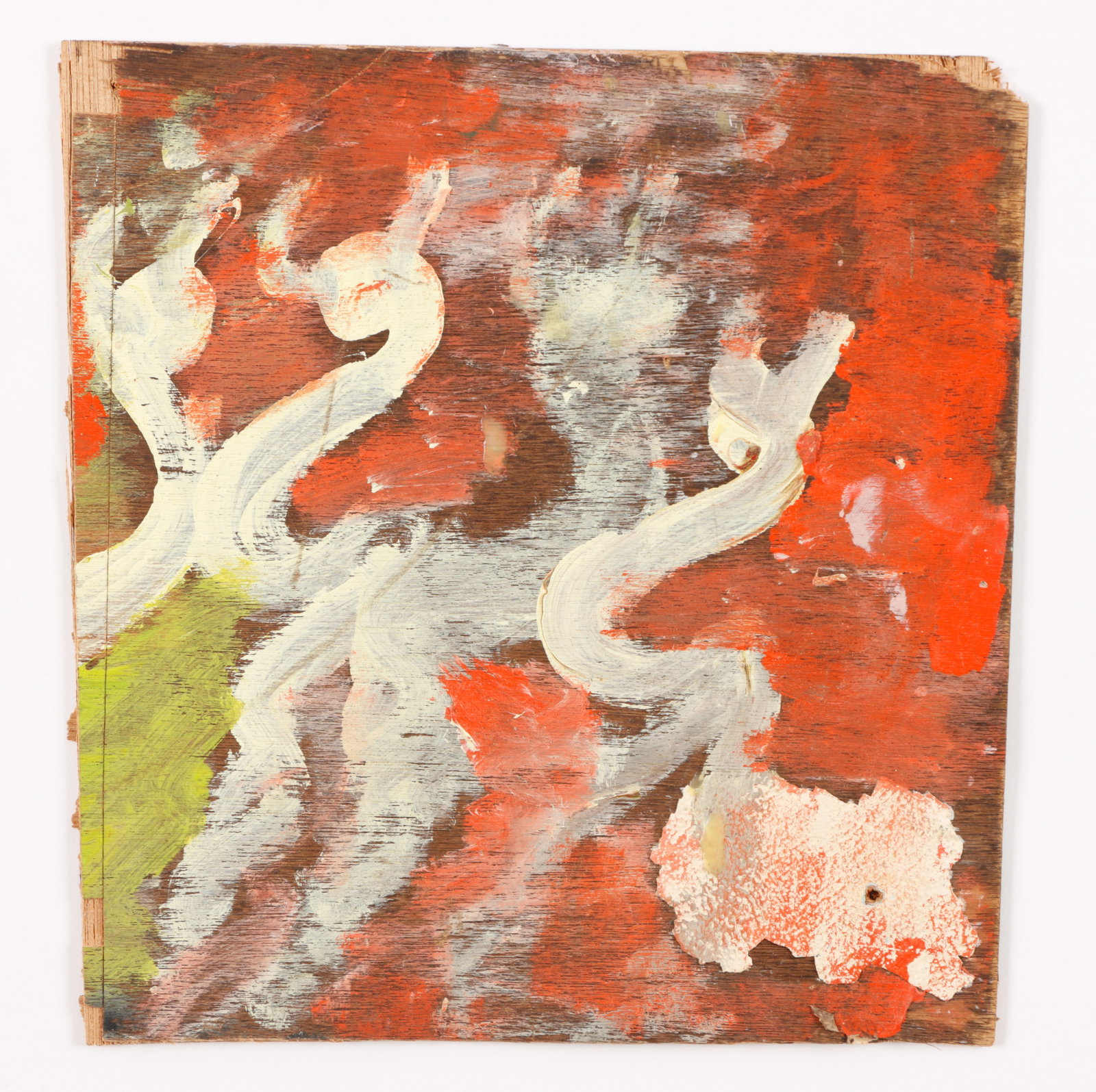 Purvis Young (American, 1943-2010): Purvis Young (American, 1943-2010) Mixed media painting on board, unsigned. Unframed. Size: 11'' x 12'' (28 x 30 cm).