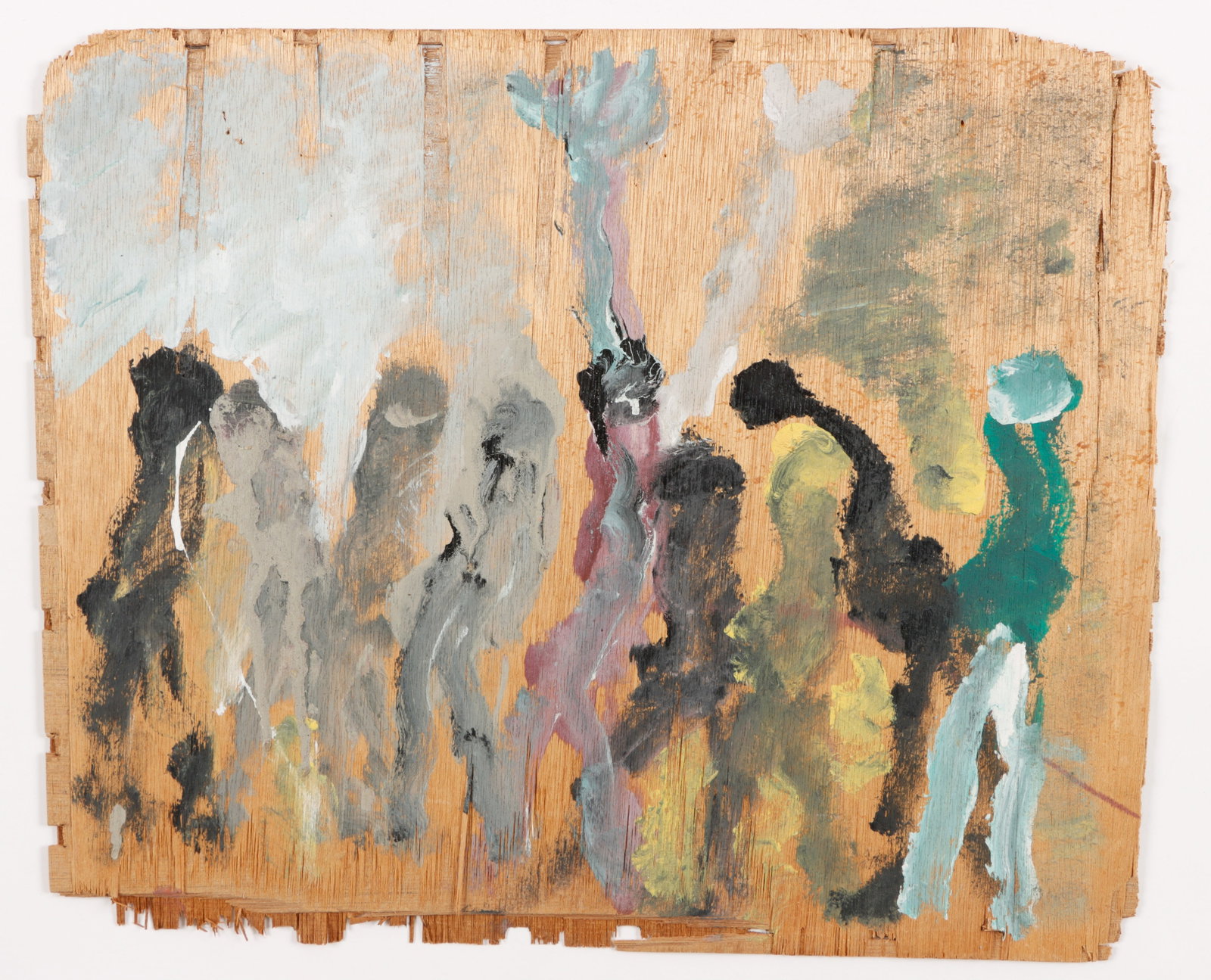 Purvis Young (American, 1943-2010): Purvis Young (American, 1943-2010) Mixed media painting on board, unsigned. Unframed. Size: 18.5'' x 22.5'' (47 x 57 cm).