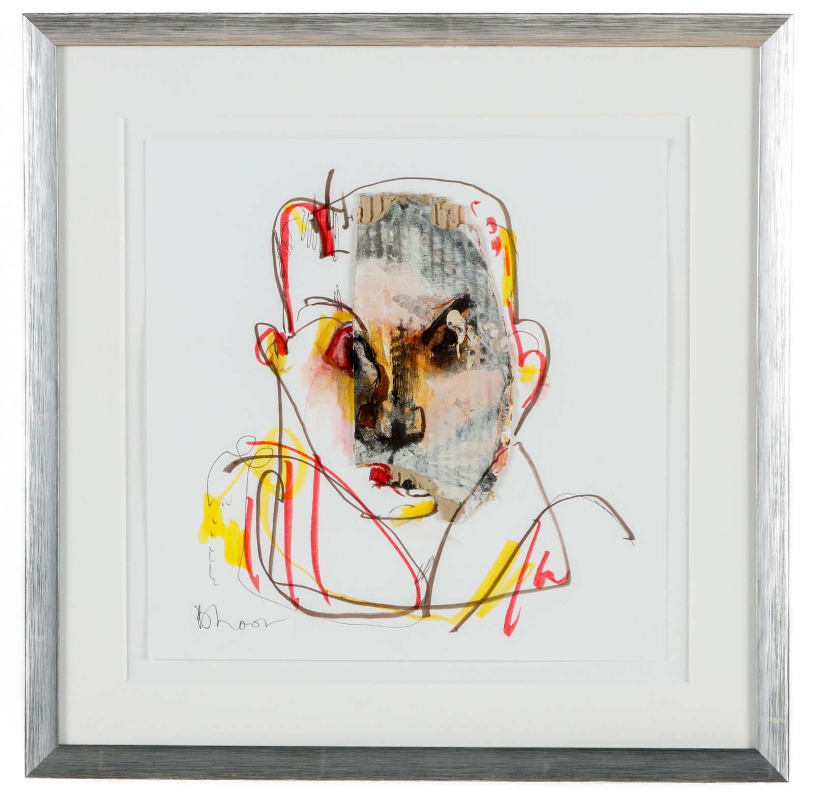 Jim Bloom (American, b. 1968) Untitled: Jim Bloom (American, b. 1968) Untitled, Mixed Media collage on paper, signed. Framed. Size: 12'' x 12'', 30 x 30 cm (sheet); 17.5'' x 17.5'', 44 x 44 cm (frame).