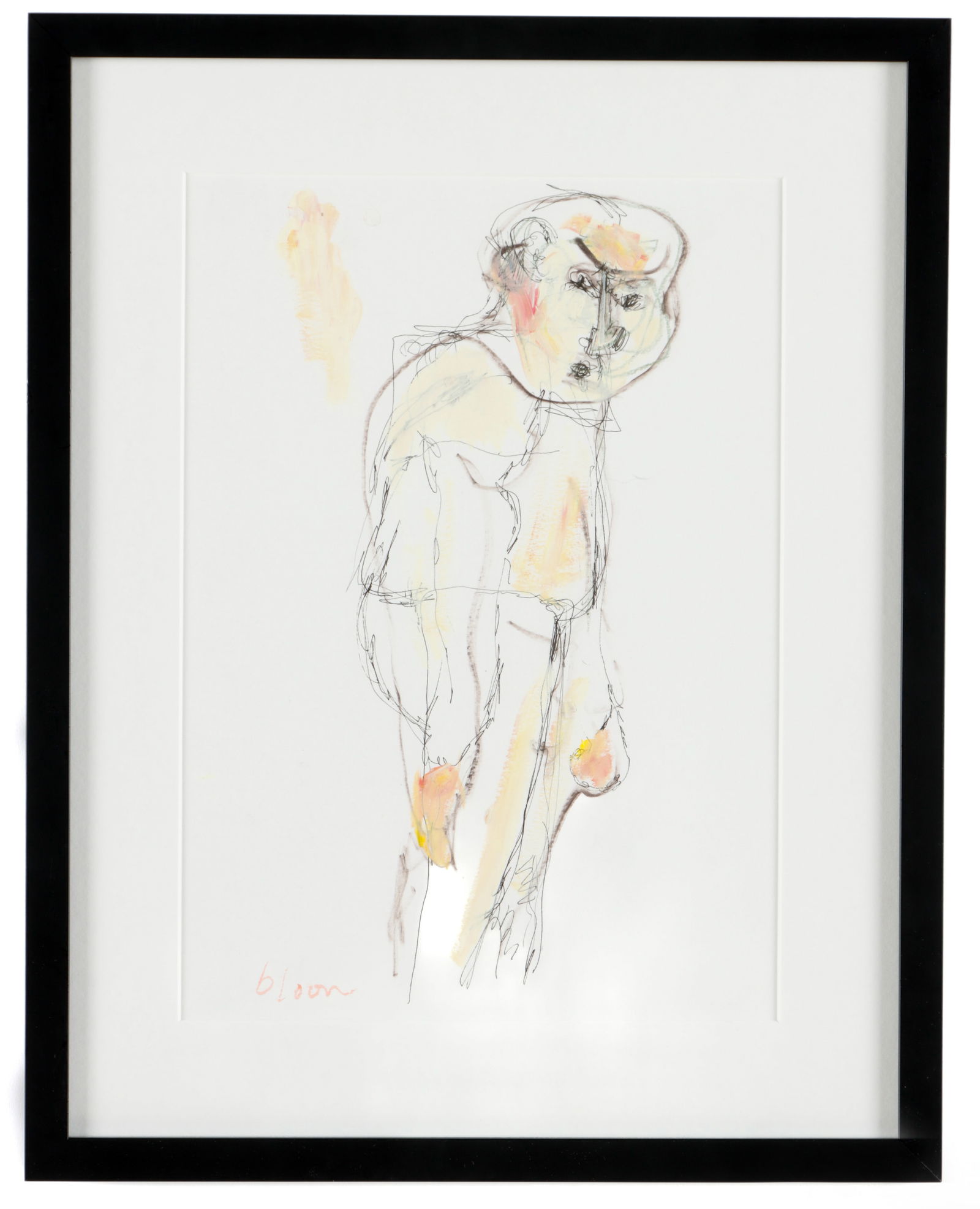 Jim Bloom (American, b. 1968) Untitled: Jim Bloom (American, b. 1968) Untitled, Mixed media painting on paper, signed. Framed. Size: 11.5'' x 8'', 29 x 20 cm (sight); 15.75'' x 12.5'', 40 x 32 cm (frame).