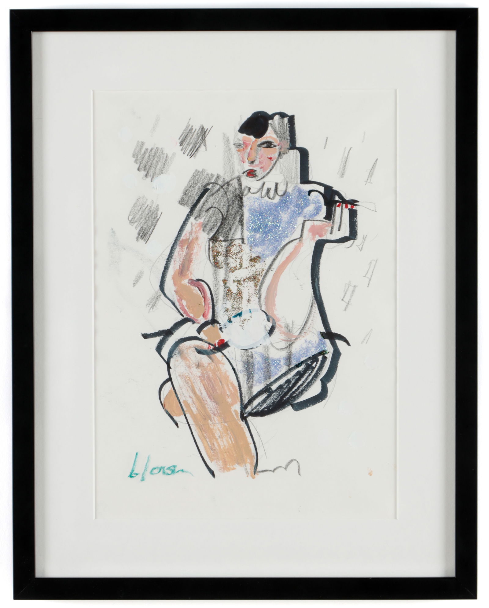 Jim Bloom (American, b. 1968) Untitled: Jim Bloom (American, b. 1968) Untitled, Mixed Media painting on paper, signed. Framed. Size: 11.5'' x 8'', 29 x 20 cm (sight); 15.75'' x 12.5'', 40 x 32 cm (frame).