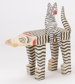 Anonymous (20th c.) Folk Art Dog and Kitten Sculptures