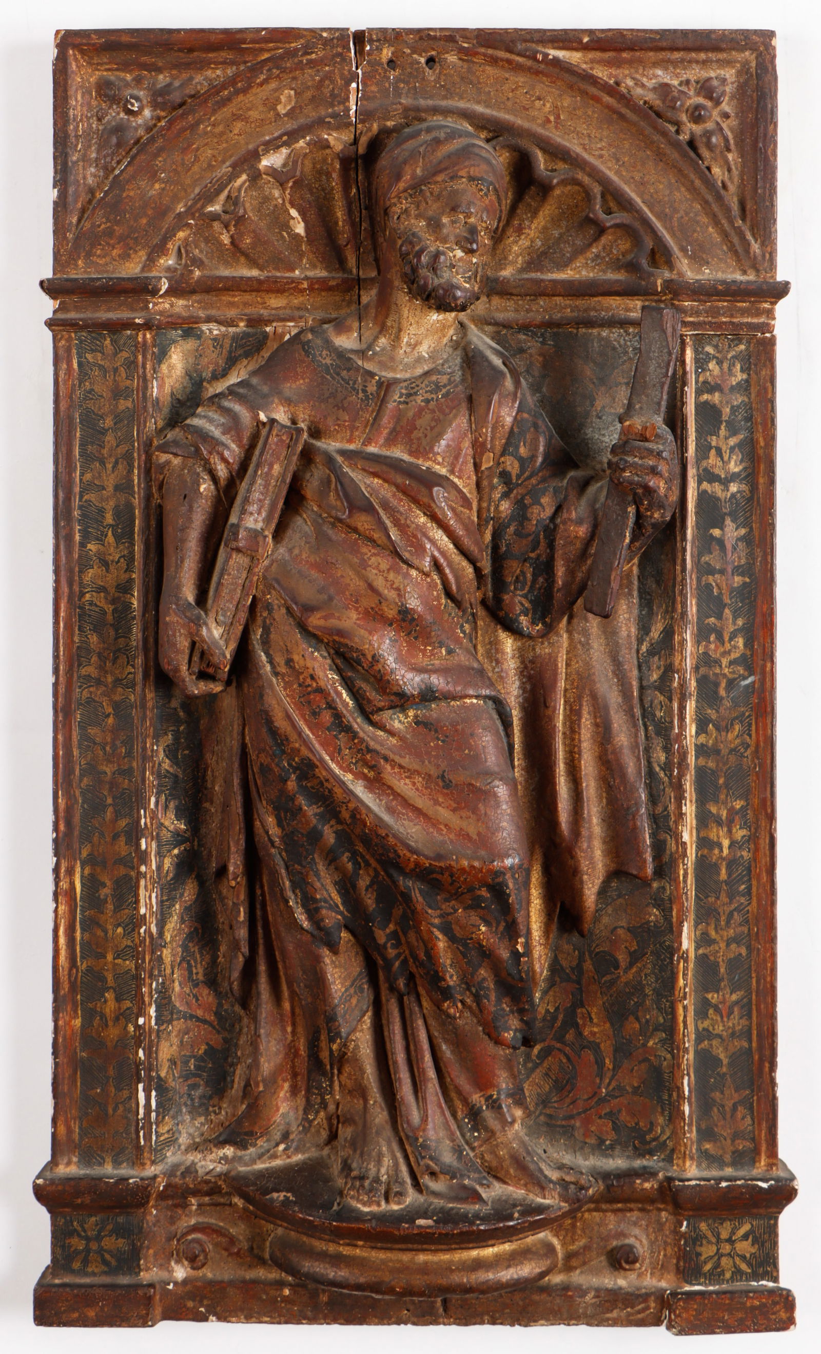 Antique Continental Relief Carving of A Saint In A Niche, 18th/19th C. (1 of 3)