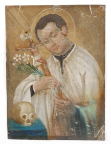 19th C. Mexican Retablo of Saint Aloysius Gonzaga
