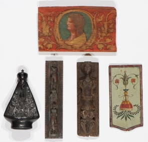 Collector's Lot of Antique Plaques And a Oaxacan Blackware Madonna