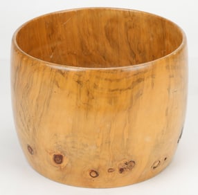 Norfolk Island Pine Turned Calabash Bowl, Signed: J.W.