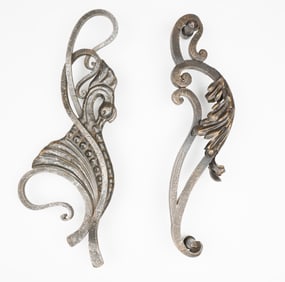 2 Highly Decorative and Antique Wrought Iron Door Handles
