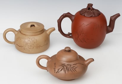 3 Chinese Zisha Teapots