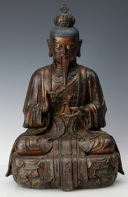 Chinese Bronze Buddha, H: 15.5"