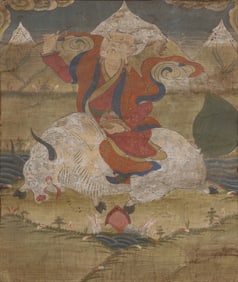 Tibetan Thangka of Shiva Riding Nandi
