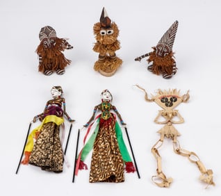 5 African and Indonesian Costumed Miniatures and Puppets