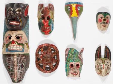 Collector's Lot of 7 Vintage Mexican Festival Masks
