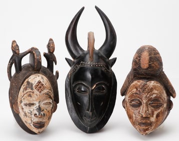 Collector's Lot of 3 Vintage African Masks