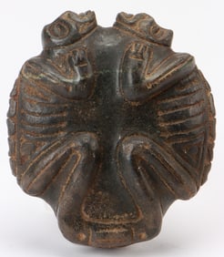 Taino Pre-Columbian Twin Anthropic Star Gazers Figural Effigy (Cemi)