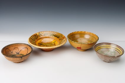 Majolica Polychrome Decorated Bowls, Guatemala, Early 20th C