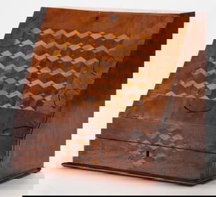 Antique Mixed Wood Parquetry Fall Front Portable Desk, 19th C.