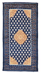 Ningxia Rug, China, Mid 19th C., 2'2'' x 4'0'': Ningxia Rug, China, Mid 19th C., 2'2'' x 4'0'' (66 x 122 cm). Weight: 4 lbs. Material: wool pile, cotton warp, cotton weft. Ex. Robert Piccus collection.