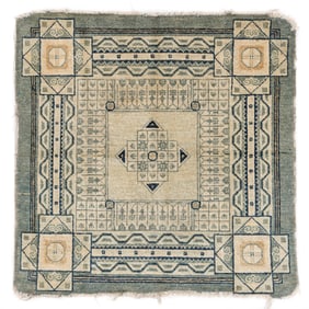 Unusual Pattern Square Peking Rug, China, 19th C., 3'0'' x 3'1''