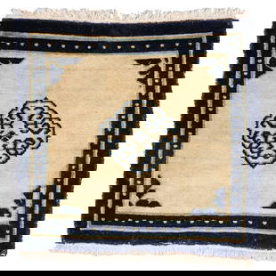 Monastic Meditation Square, Tibet, Late 19th C., 2'2'' x 2'1'': Monastic Meditation Square, Tibet, Late 19th C., 2'2'' x 2'1'' (66 x 64 cm). Weight: 3 lbs. Wool.