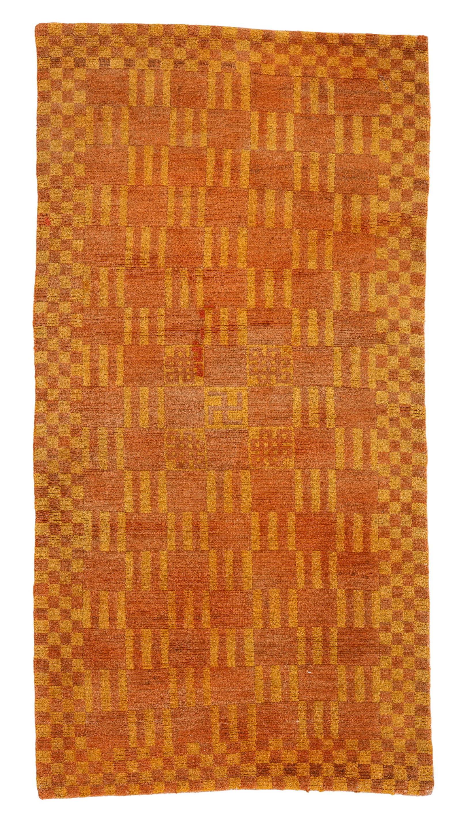 Pinwheel Rug, Tibet, Late 19th C., 3'1'' x 6'0'': Pinwheel Rug, Tibet, Late 19th C., 3'1'' x 6'0'' (94 x 183 cm). Weight: 10 lbs. Wool.