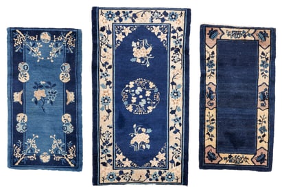 3 Peking Small Rugs, China, Late 19th/Early 20th C.