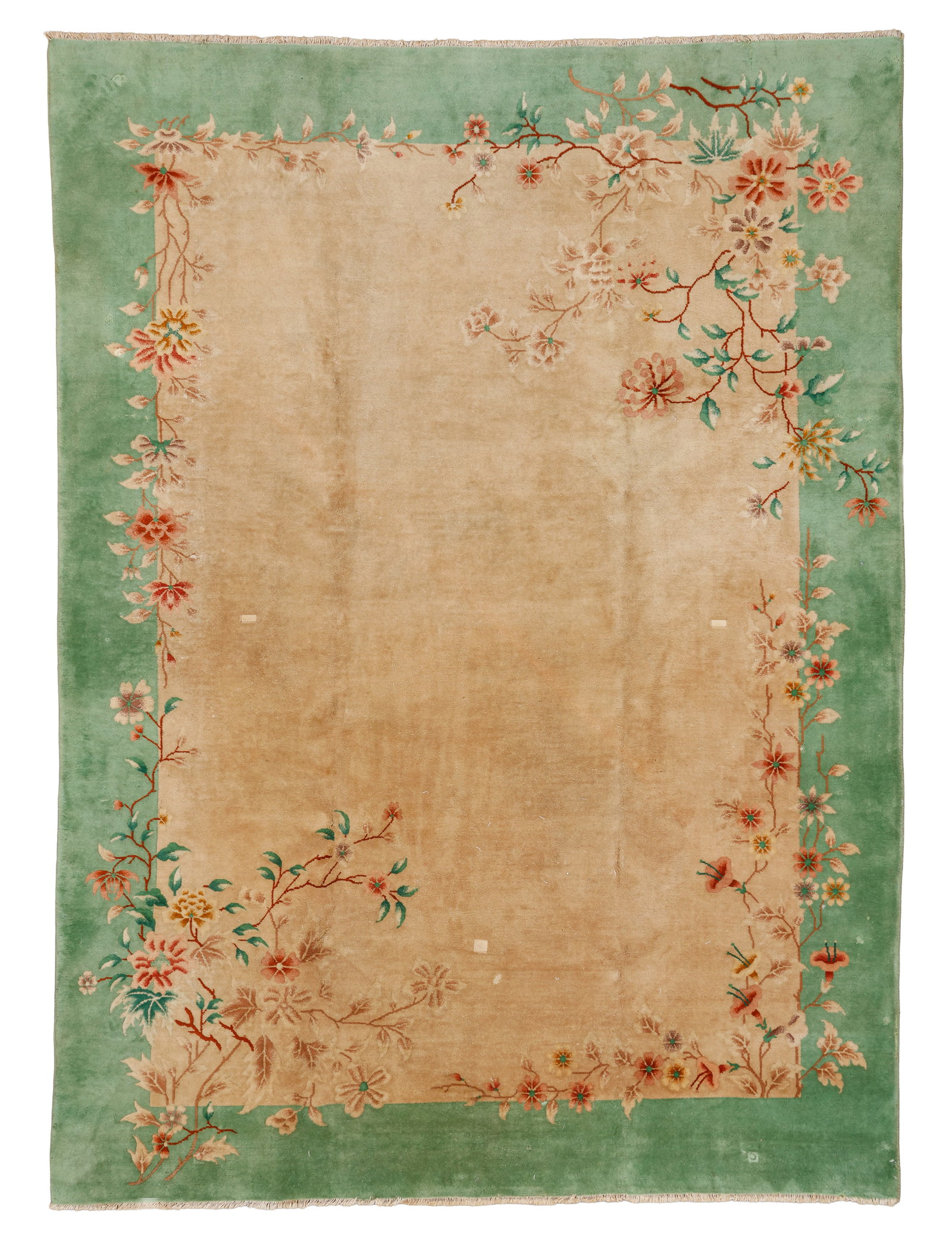 Chinese Nichols Art Deco Rug, Ca. 1930's/40's, 8'8'' x 11'10'': Chinese Nichols Art Deco Rug, Ca. 1930's/40's, 8'8'' x 11'10'' (264 x 361 cm). Weight: 112 lbs. Material: wool pile, cotton warp, cotton weft. Center City Philadelphia estate.