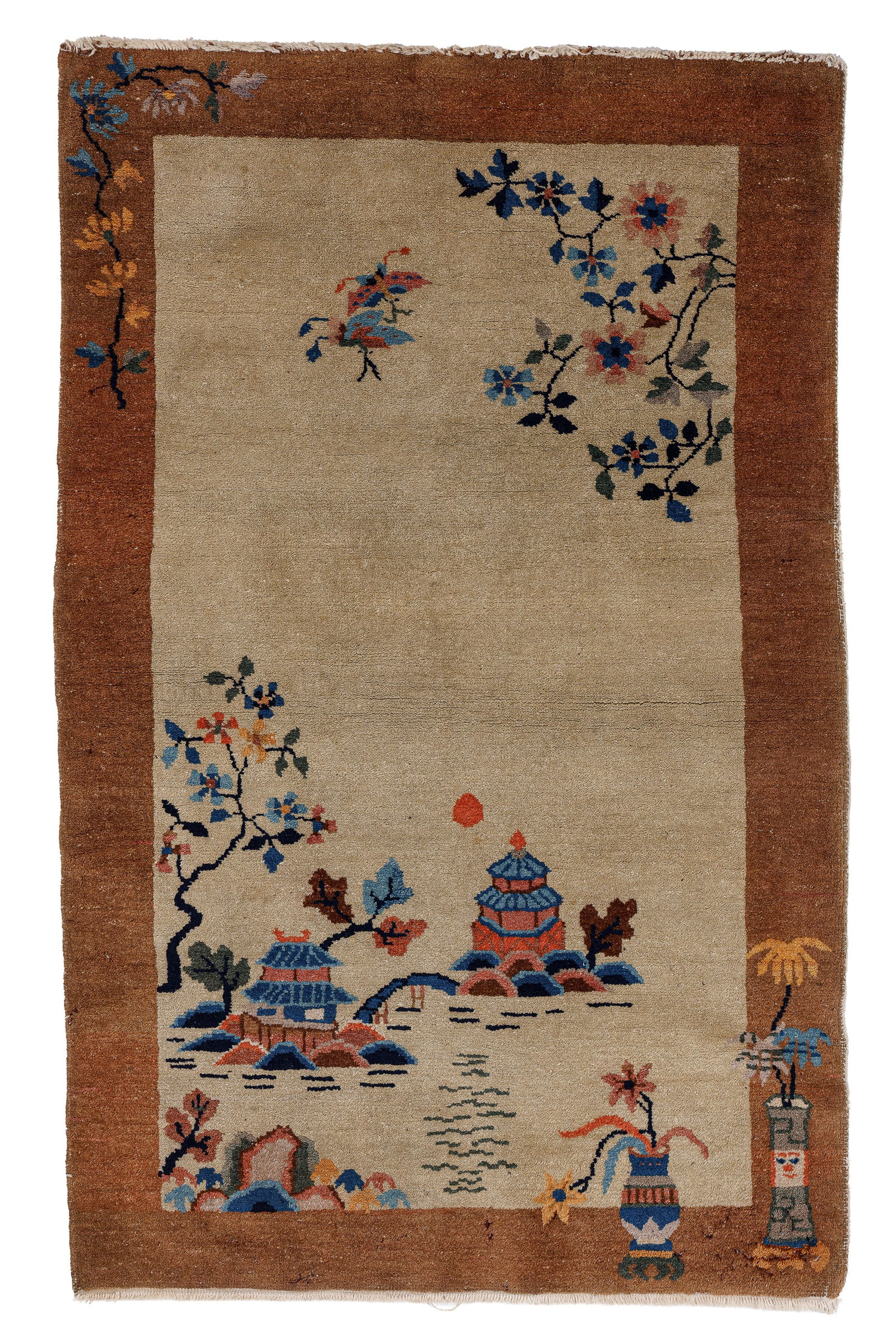 Chinese Art Deco Rug, China, Ca. 1930, 3'2'' x 4'11'' (1 of 4)