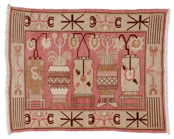 Khotan Rug, East Turkestan, Ca. 1930, 4'3'' x 5'7''