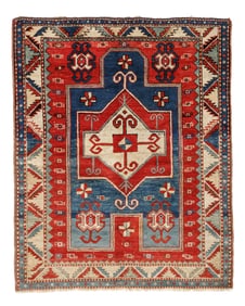 Fachralo Kazak Prayer Rug, Caucasus, Ca. 1875, 3'8'' x 4'7''