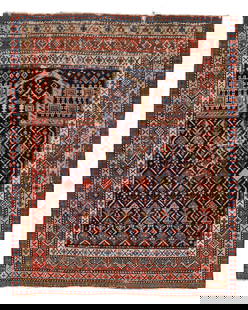 Shirvan Prayer Rug, Caucasus, Ca. 1875, 3'6'' x 4'5'': Shirvan Prayer Rug, Caucasus, Ca. 1875, 3'6'' x 4'5'' (107 x 135 cm). Weight: 4 lbs. Material: wool pile, wool warp, wool weft.