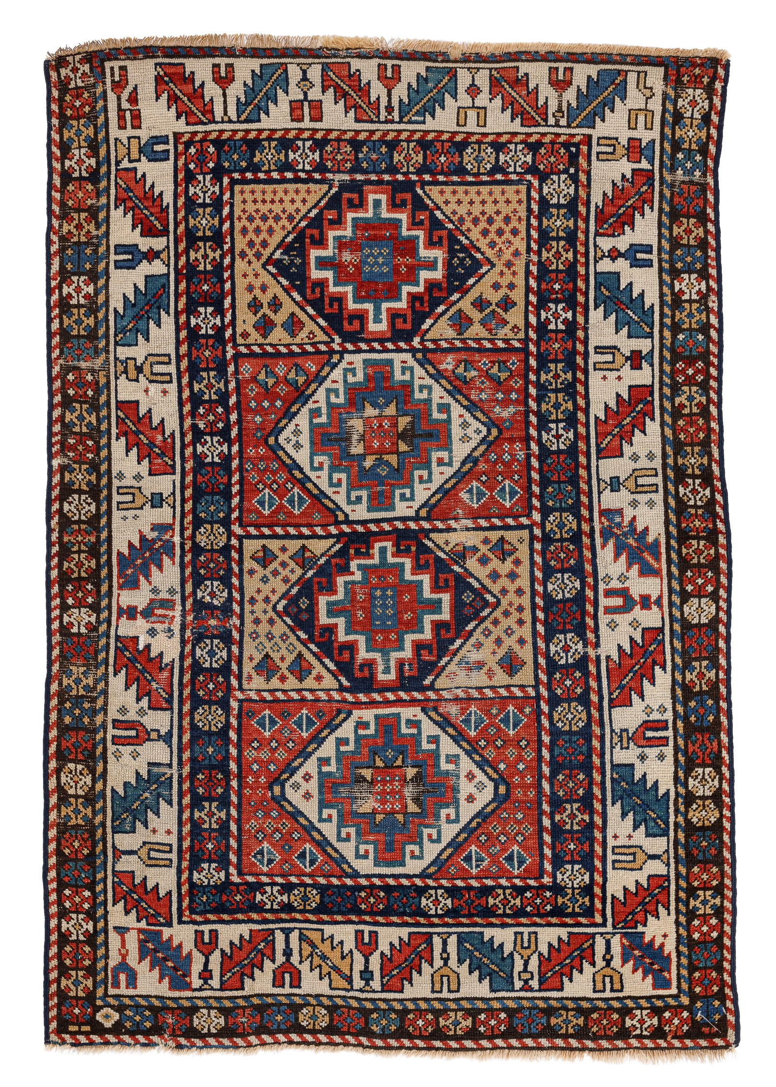 Shirvan Rug, Caucasus, Ca. 1880, 2'10'' x 4'1'': Shirvan Rug, Caucasus, Ca. 1880, 2'10'' x 4'1'' (86 x 124 cm). Weight: 3 lbs. Material: wool pile, wool warp, wool weft.