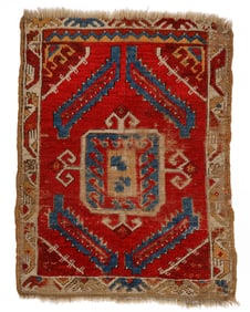 Central Anatolian Yastik Rug, Turkey, Ca. 1875, 1'9'' x 2'2''