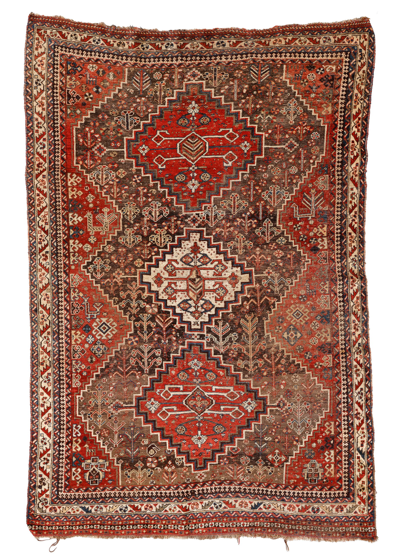 Gashgai Rug, Persia, Ca. 1900, 5'3'' x 7'9'': Gashgai Rug, Persia, Ca. 1900, 5'3'' x 7'9'' (160 x 236 cm). Weight: 14 lbs. Material: wool pile, wool warp, wool weft.