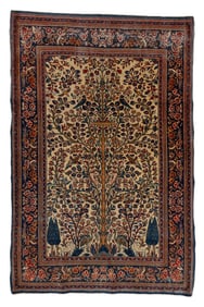 Kashan Meditation Rug, Persia, Ca. 1890, 4'2'' x 6'4''
