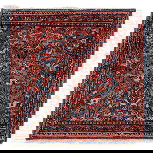 Small Square Kashan Prayer Rug, Persia, Ca. 1930, 1'10'' x 1'10'': Small Square Kashan Prayer Rug, Persia, Ca. 1930, 1'10'' x 1'10'' (56 x 56 cm). Weight: 2 lbs. Material: wool pile, cotton warp, cotton weft.