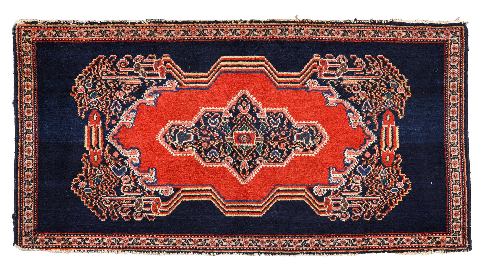 Senneh Rug, Persia, Ca. 1900, 1'9'' x 3'6'': Senneh Rug, Persia, Ca. 1900, 1'9'' x 3'6'' (53 x 107 cm). Weight: 3 lbs. Wool.