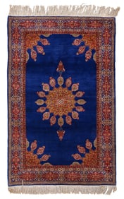 Blue Indo Kashan Rug, India, Mid 20th C., 4'7'' x 7'2''