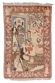 Kashan Pictorial Rug, Persia, Early 20th C., 4'6'' x 7'0''