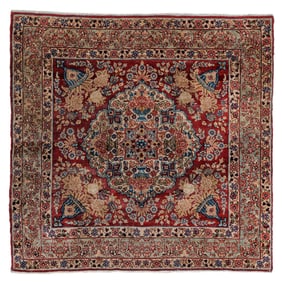 Small Square Lavar Kerman Rug, Persia, Ca. 1900, 3'11'' x 3'10''