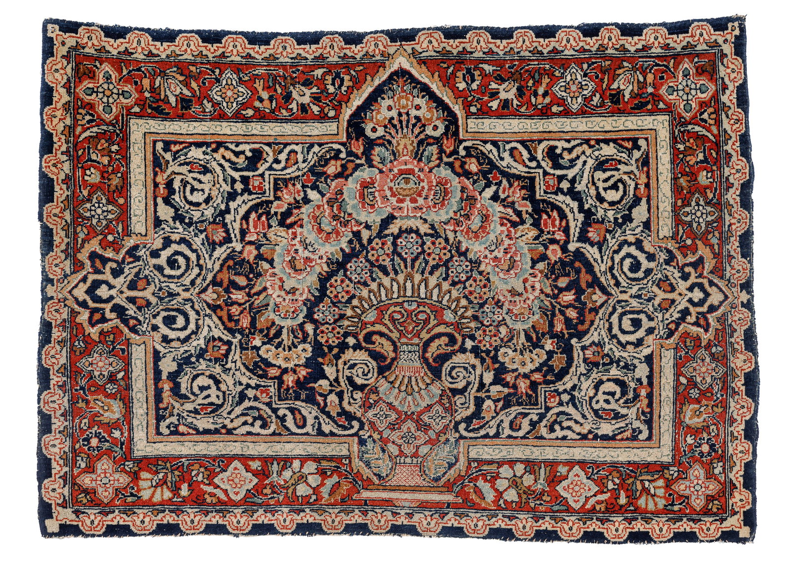 Kashan Rug, Persia, Ca. 1940, 3'1'' x 2'3'': Kashan Rug, Persia, Ca. 1940, 3'1'' x 2'3'' (94 x 69 cm). Weight: 3 lbs. Material: wool pile, cotton warp, cotton weft.