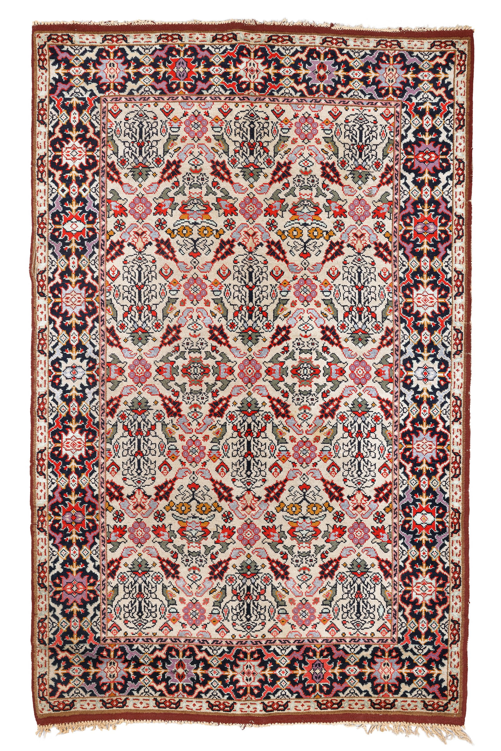 Agra Pattern European Rug, Early 20th C., 6'6'' x 10'3'': Agra Pattern European Rug, Early 20th C., 6'6'' x 10'3'' (198 x 312 cm). Weight: 22 lbs. Wool.