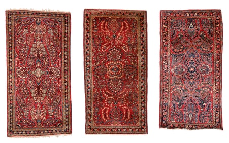3 Sarouk Small Rugs, Persia, Early 20th C.