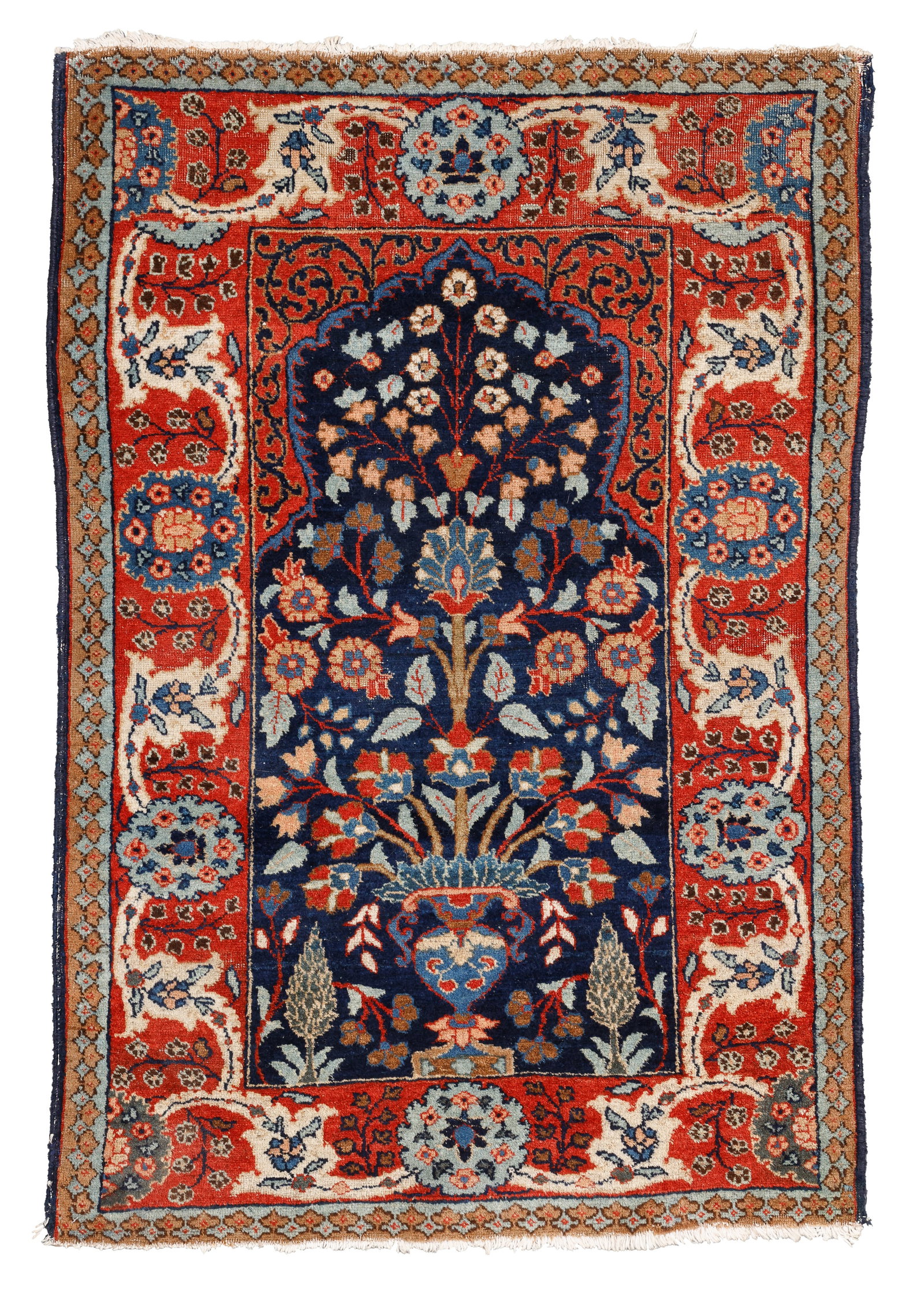 Tabriz Meditation Rug, Persia, Ca. 1920, 2'9'' x 4'0'': Tabriz Meditation Rug, Persia, Ca. 1920, 2'9'' x 4'0'' (84 x 122 cm). Weight: 6 lbs. Material: wool pile, cotton warp, cotton weft.