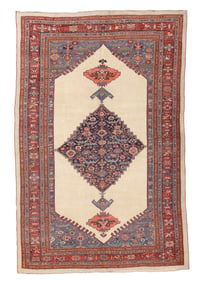 Fine Ivory Field Bidjar Rug, Persia, Late 19th C., 7'4'' x 11'4''