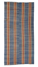 Antique American Striped Woven Wool Rug, 6'3'' x 13'3''