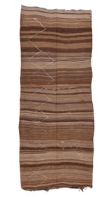 East Anatolian Natural Brown Striped Kilim, Turkey, Early 20th C., 5'5'' x 13'9''