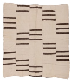 Natural Brown and White Striped Kilim, Turkey, Early/Mid 20th C., 6'0'' x 6'10''