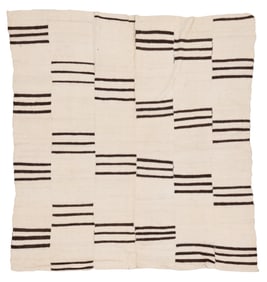 Natural Brown and White Striped Kilim, Turkey, Early/Mid 20th C., 6'9'' x 7'2''